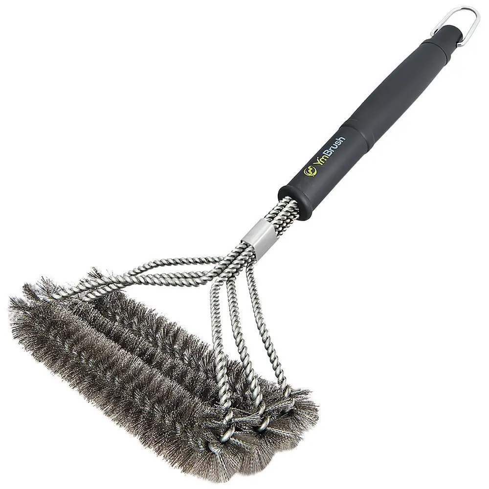 

New Barbecue Cleaning Brush 18-Inch Three-Head Barbecue Steel Wire Oven Brush