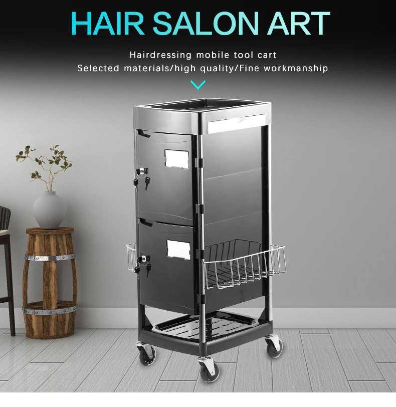 Ultra - large capacity beauty salon trolley lockable equipment four wheel