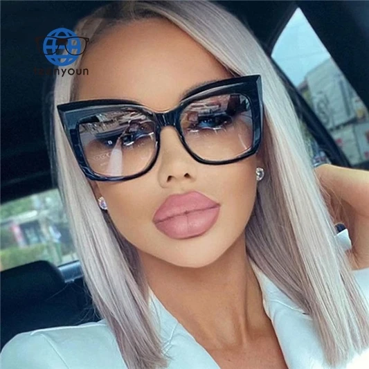 

Teenyoun Female Driving Shades Ins Style Personality Retro Candy Color Cat Eye Big Square Frame Cycling Sunglasses 2023 New