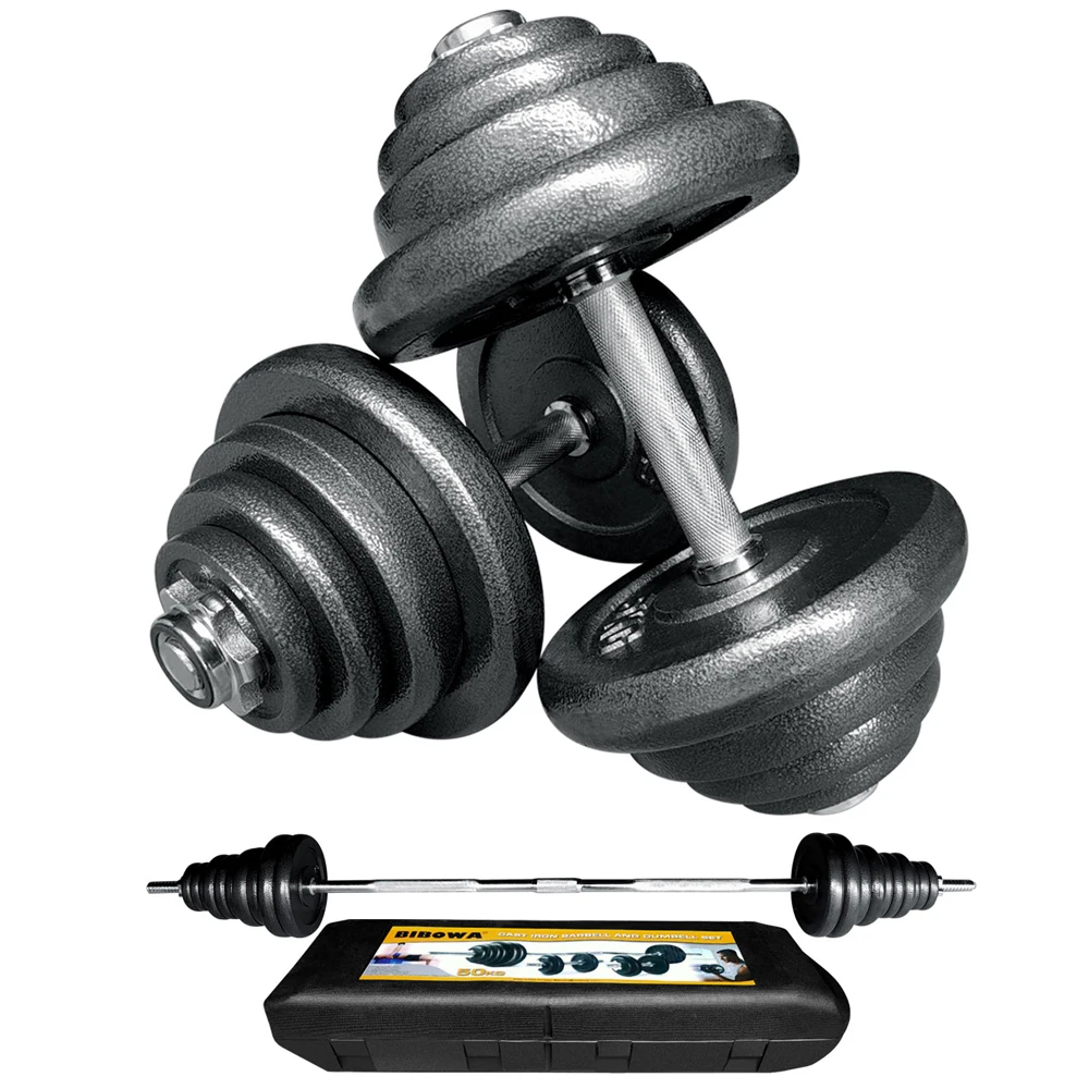 

50KG Black Paint Barbell Dumbbell Set with Case Weights Set