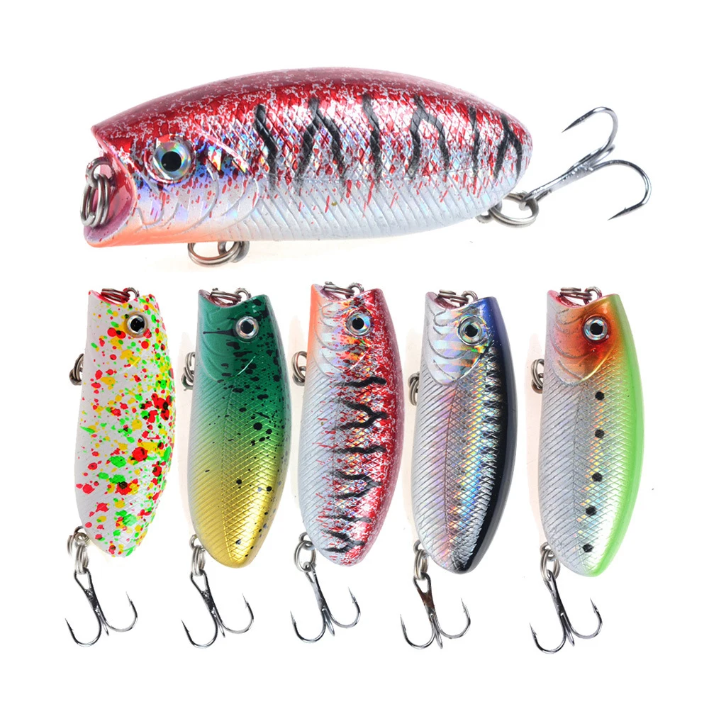 

WEIHE Fishing Lures 5.5cm/10.4g Topwater Popper Bait 5 Color Hard Bait Artificial Wobblers Minnow Plastic Fishing Tackle, 5 colors