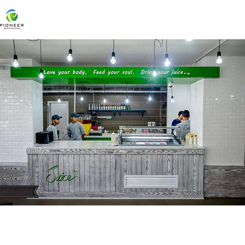 Pioneer Commercial Juice Bar Counter Design Retail Fresh Juice Shop