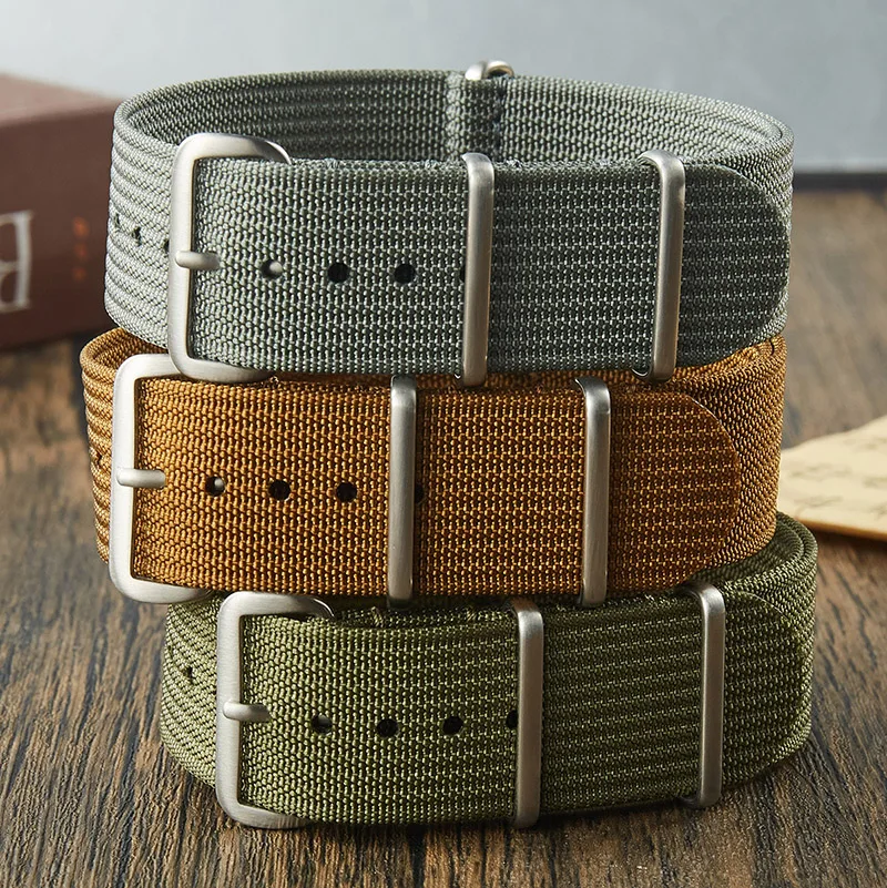 Watch Strap Nylon Watch band Braid Ballistic Fabric Watch Band Ribbed Nylon Strap 18mm 20mm 22mm with 316L buckle