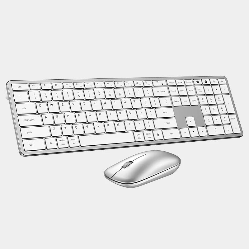 

COUSO Wholesale Luxury Computer Keyboard Mouse Combo Aluminum White Bluetooth Office Wireless Keyboard and Mouse Combo