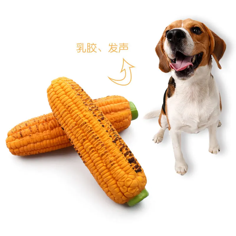 

Hot Selling Squeaky Natural Latex Grilled Corn Dog Chew Toy, Photo