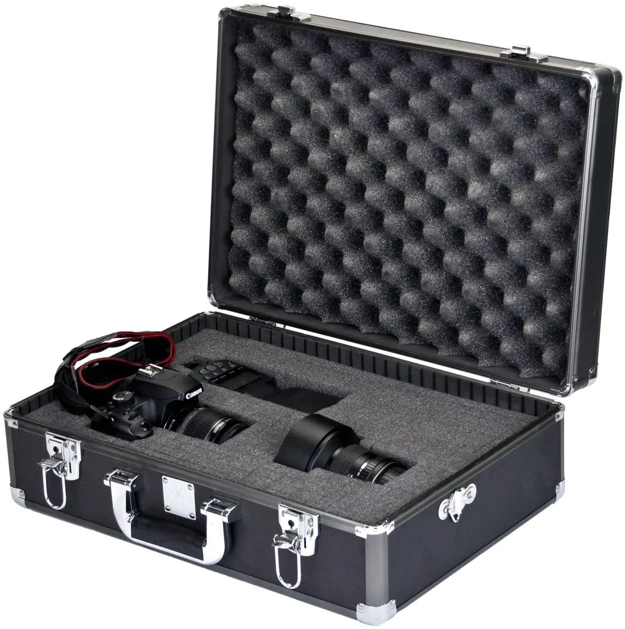 Large Rolling Hard Case With Extra Padding Foam For Cameras Camcorders