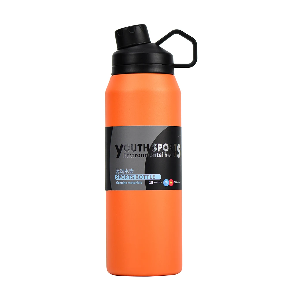 

LUCKYS 30oz Large Capacity Keep Warm and Cold Double Wall Vacuum Stainless Steel Sports Water Bottle, Black, orange, green, customized