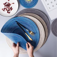 

Eco Friendly cotton table mat jute placemat round table cloth mat