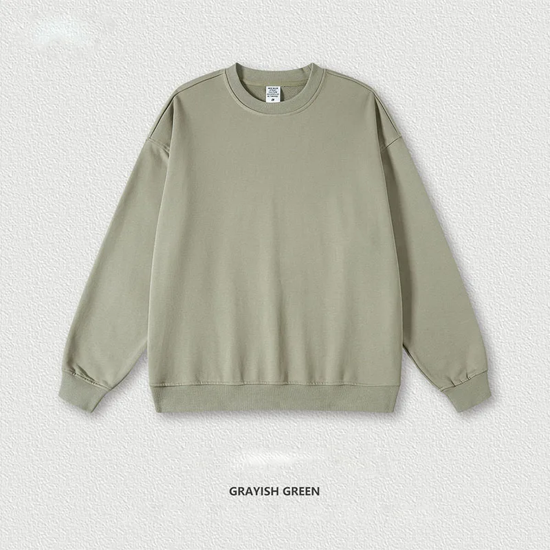 Unisex High Quality 440 Grams French Terry Regular Fit Breathable Eco-Friendly Sweatshirt Custom Logo Embroidered Solid Pattern