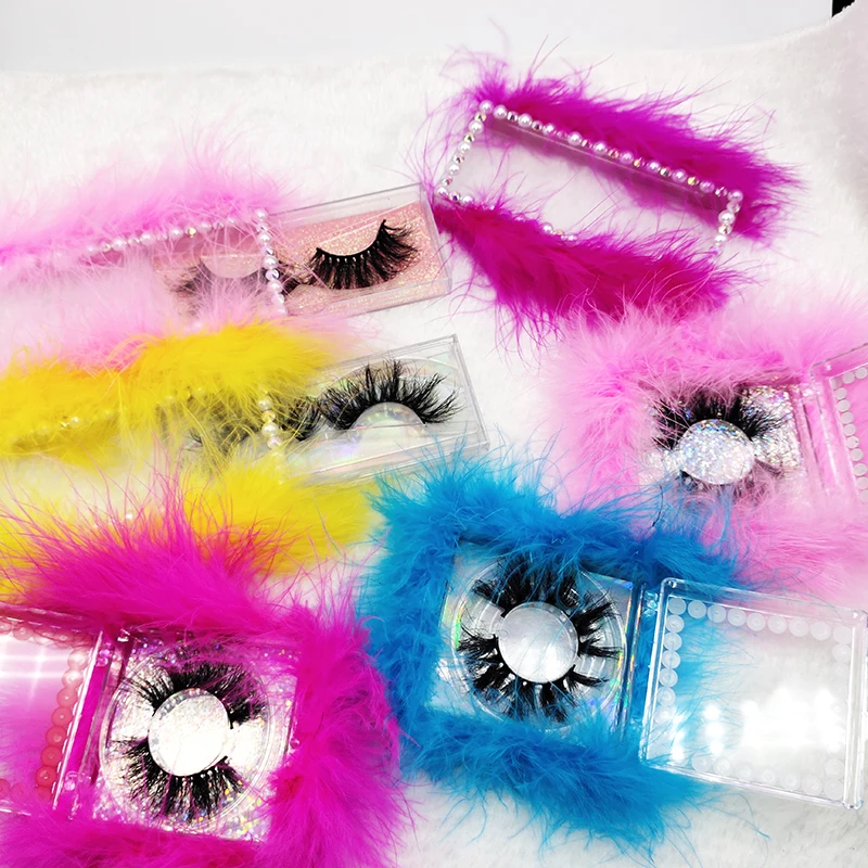 

Wholesale Supper Fluffy 3D Mink Eyelash Colorful Fur Drawer Eyelash Box Cases