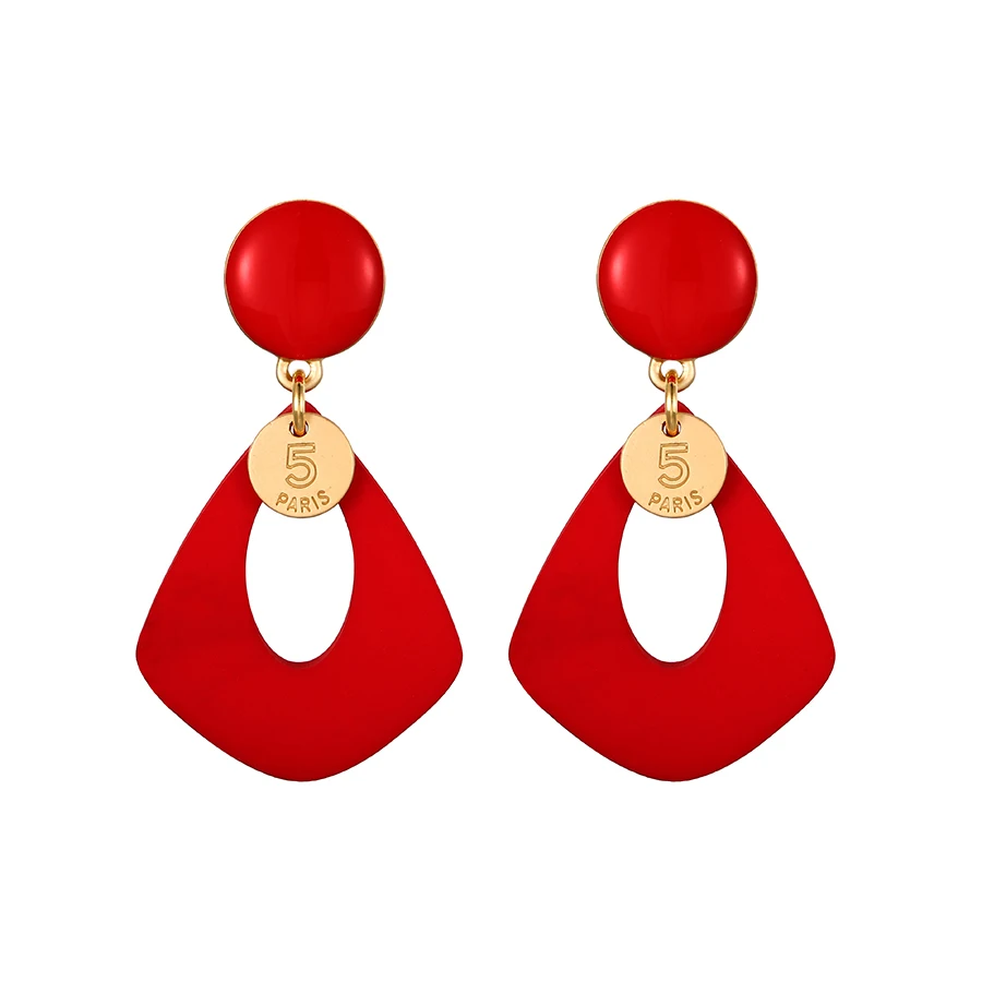 

E-920 Xuping red color fashion jewelry pairs acrylic ear rings for women 2019