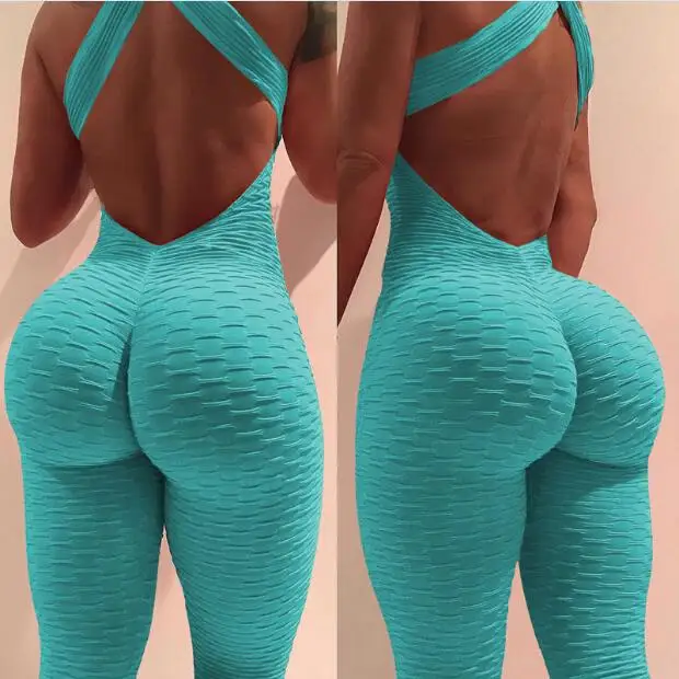 

Sexy Sleeveless Women Body Suit One Piece Scrunch Butt Lifting Fitness Athletic Sport Wear Yoga Bodysuit Jumpsuit, As picture
