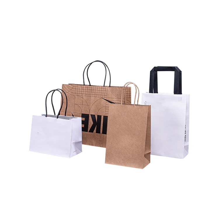 

Custom Printed Logo Luxury Eco-friendly Durable Gift Paper Bag For Shoes Clothes Shopping With Ribbon Handles