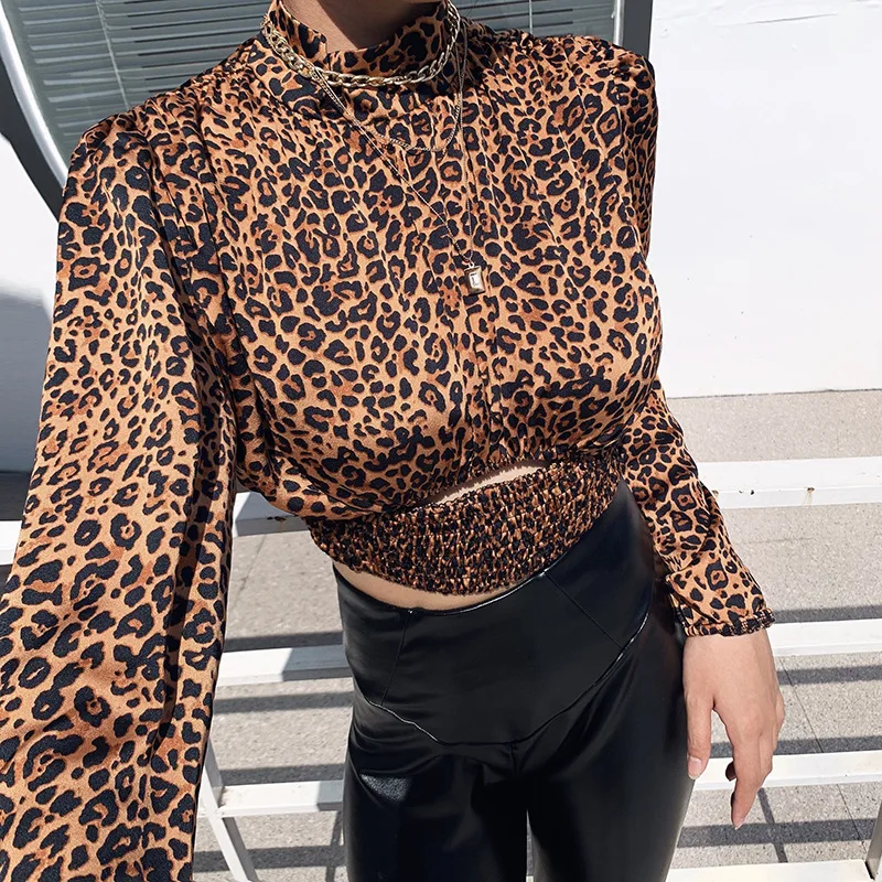 

FS0653D 2020 Hot sale women long sleeve women leopard Tops