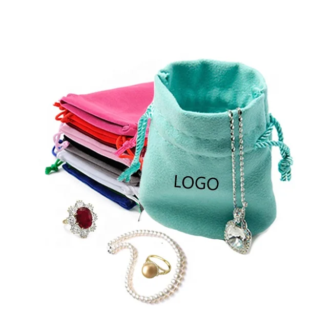 

personalized green purple necklace suede jewellery storage bags gift small pouches velvet packaging bags for jewelry with logo