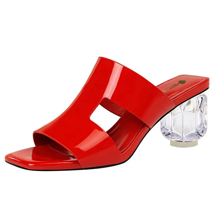 

Women's Clear Transparent Clear Heels Comfortable Open Toe Slip On Slippers Mules Sandals Wholesale, Customized color