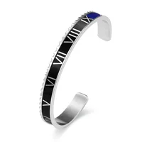 

Wholesale custom stainless steel roman numerals watch dial digital speedometer black blue cuff open bracelet bangle for men