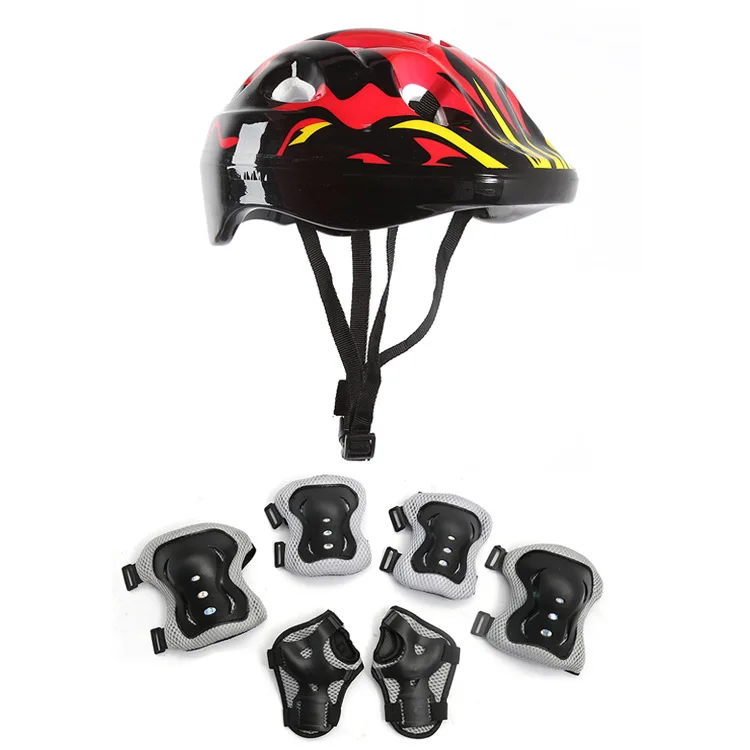 

Wholesale safety helmet+knee elbow pads+leg guard skating protective gear for kid children, As picture