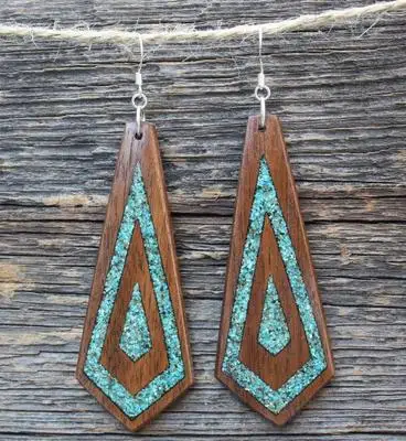 

Vintage Bohemia Geometric Printed Wood Earring Ethnic Style Wood Drop Earrings