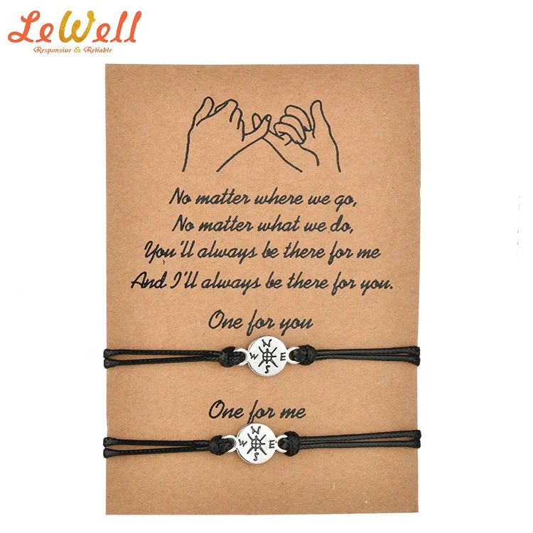 

Women Couple Jewelry Love Lucky Yoga Friendship Wax Rope Men Wish Card Forever Handmade Charm Bracelet