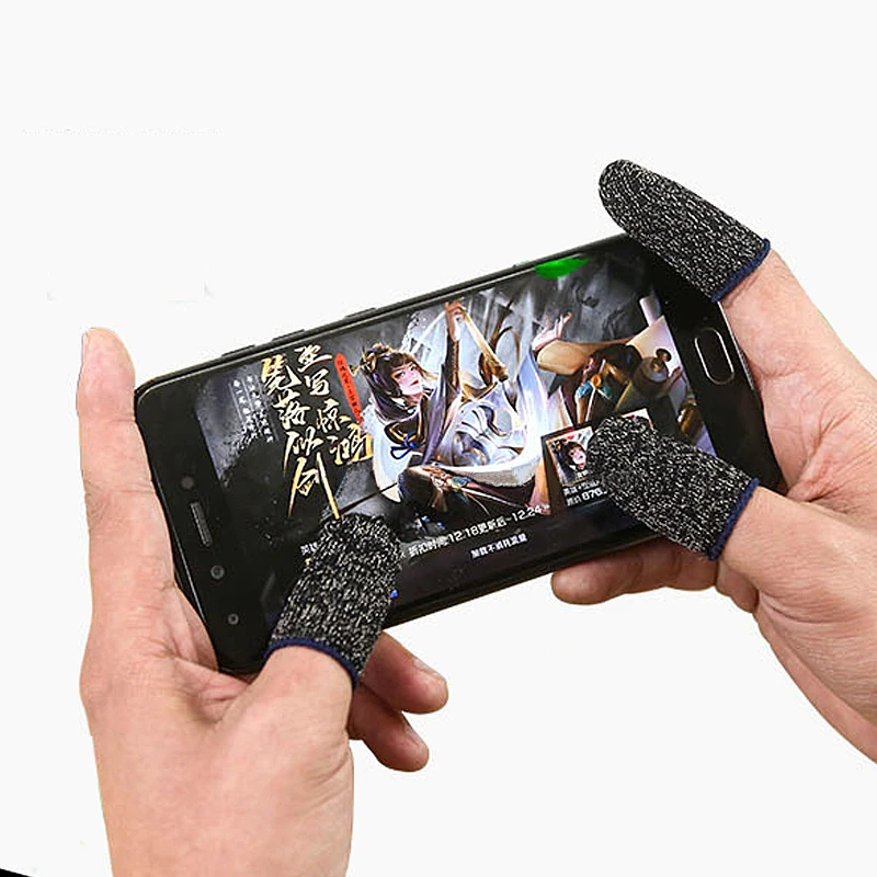 

Slip-proof Sweat-proof High Sensitive Touch Screen Thumbs Finger Sleeve for Pubg Mobile Phone Game Gaming Sleeve, Black