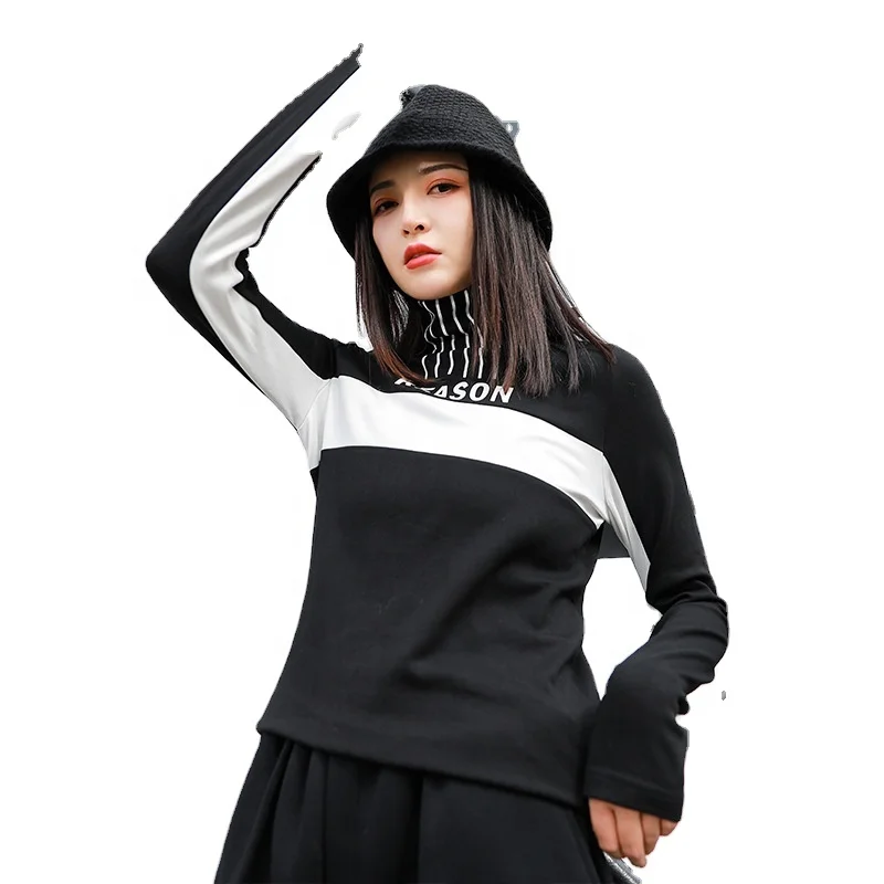 

Women's autumn and winter plus velvet padded base shirt New high-neck slim t-shirt long-sleeved pullover women