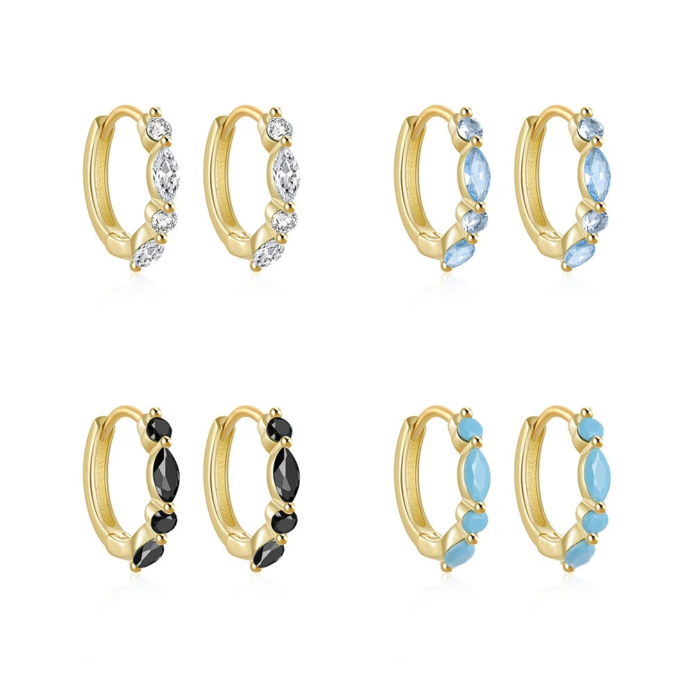 

NEW fashion earring jewelry 925 sterling silver minimalist hoop earrings with turquoise 18K gold plated hoop earrings for women