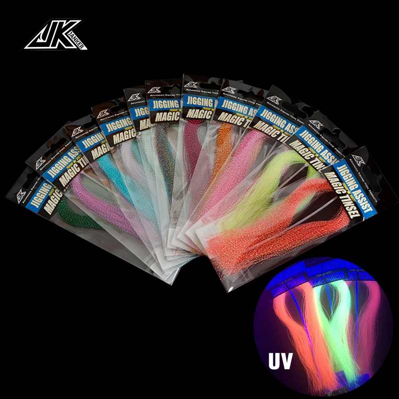 

JK Fishing UV Glow Line 12 Colors High Strength Making Material Fishing Wire Jigging Assist Hook Magic Tinsel