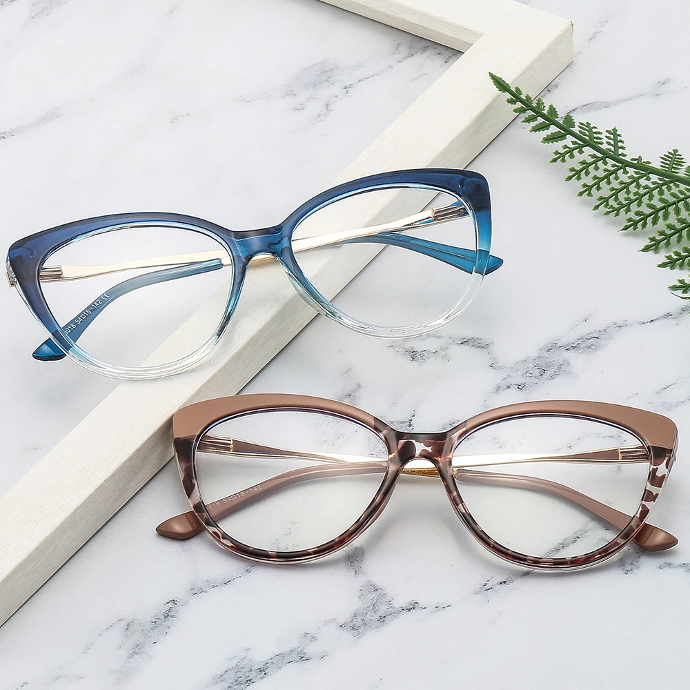 

Fashion Cat Eye Blue Light Blocking Glasses Brand Custom Women Eyewear Quality TR90 Eyeglass Frames