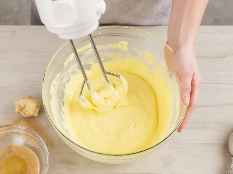 Cheesecake batter mixing technique demonstration