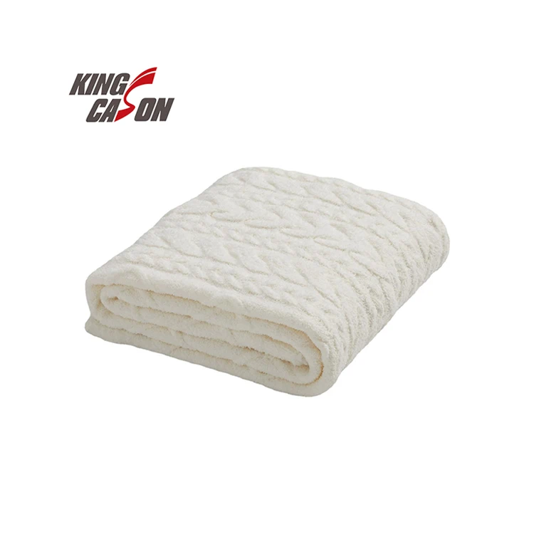 

KINGCASON Competitive Manufacturer 100% Polyester Diamond Hemp Half-edge Velvet Knitted Blanket For Four Seasons