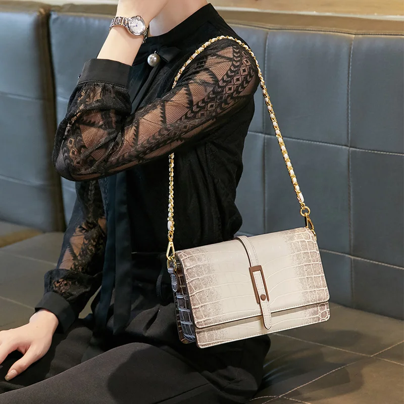 

Underarm bags women 2021 new French chain shoulder bag designer Alligator crossbody small square sling bag wholesale