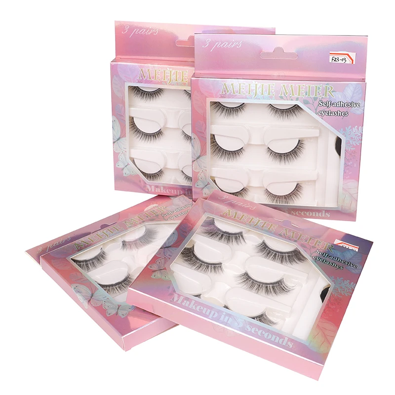 

One-touch false eyelashes lengthening glue-free eyelashes golden packaging box transparent self-adhesive set