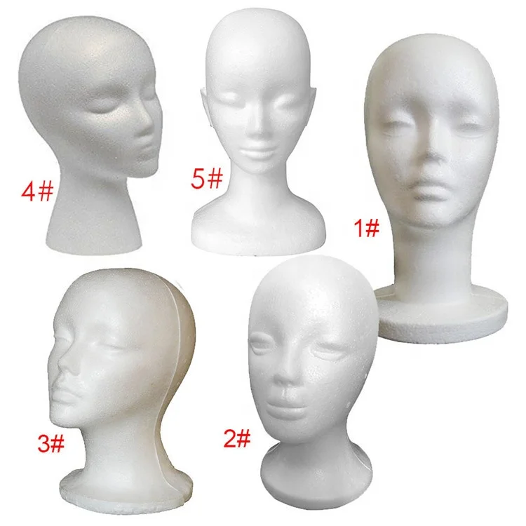 

Styrofoam Wig Head Tall Female Foam Mannequin Wig Stand and Holder for Style, Model And Display Hair, Hats and Hairpieces Mas, White