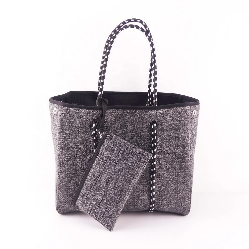 

2021 Wholesale cheap Customized tote bag shoulder women handbags Waterproof soft neoprene beach in stock, Any colors are available