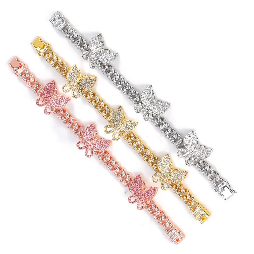 

Cuban Link Women Bling Crystal Foot Chain Jewelry Diamond Anklet Butterfly