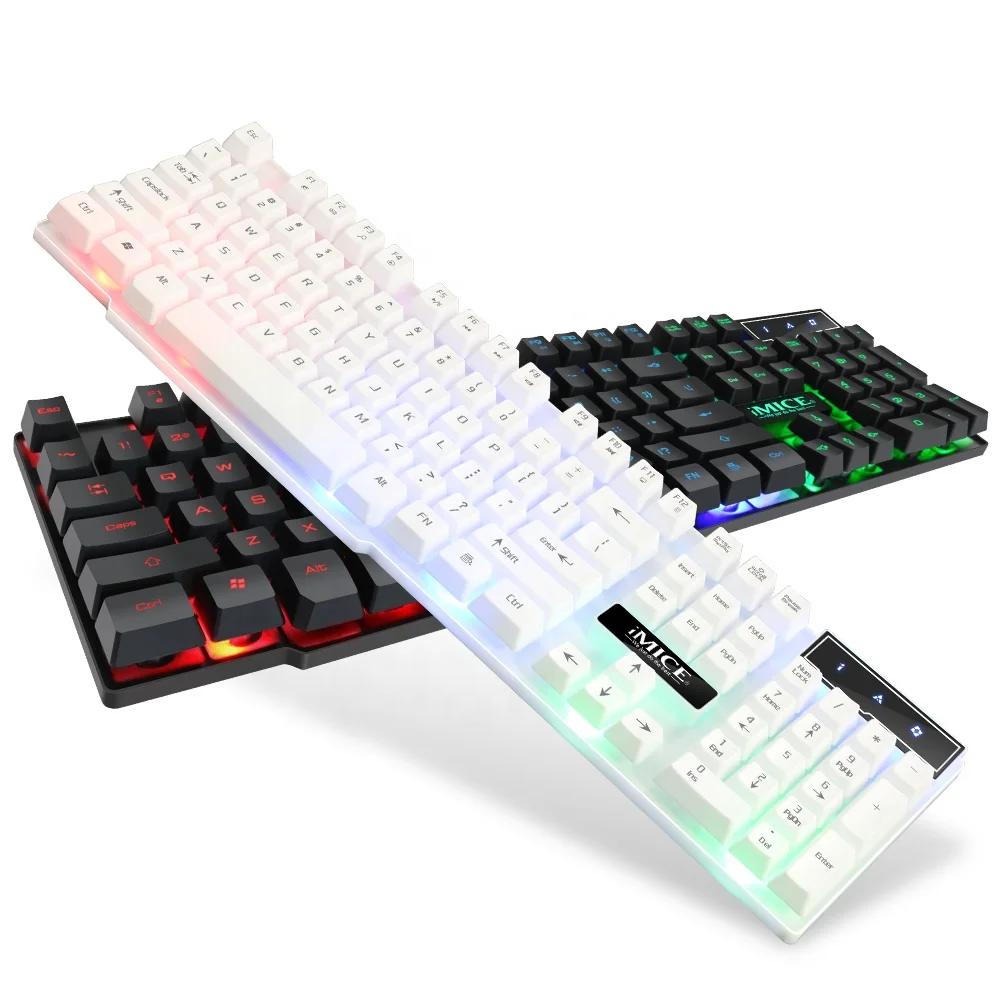 Wired USB Ergonomic Led Rainbow Lighting Backlit Gaming Keyboard for PC Windows PS4 Mac