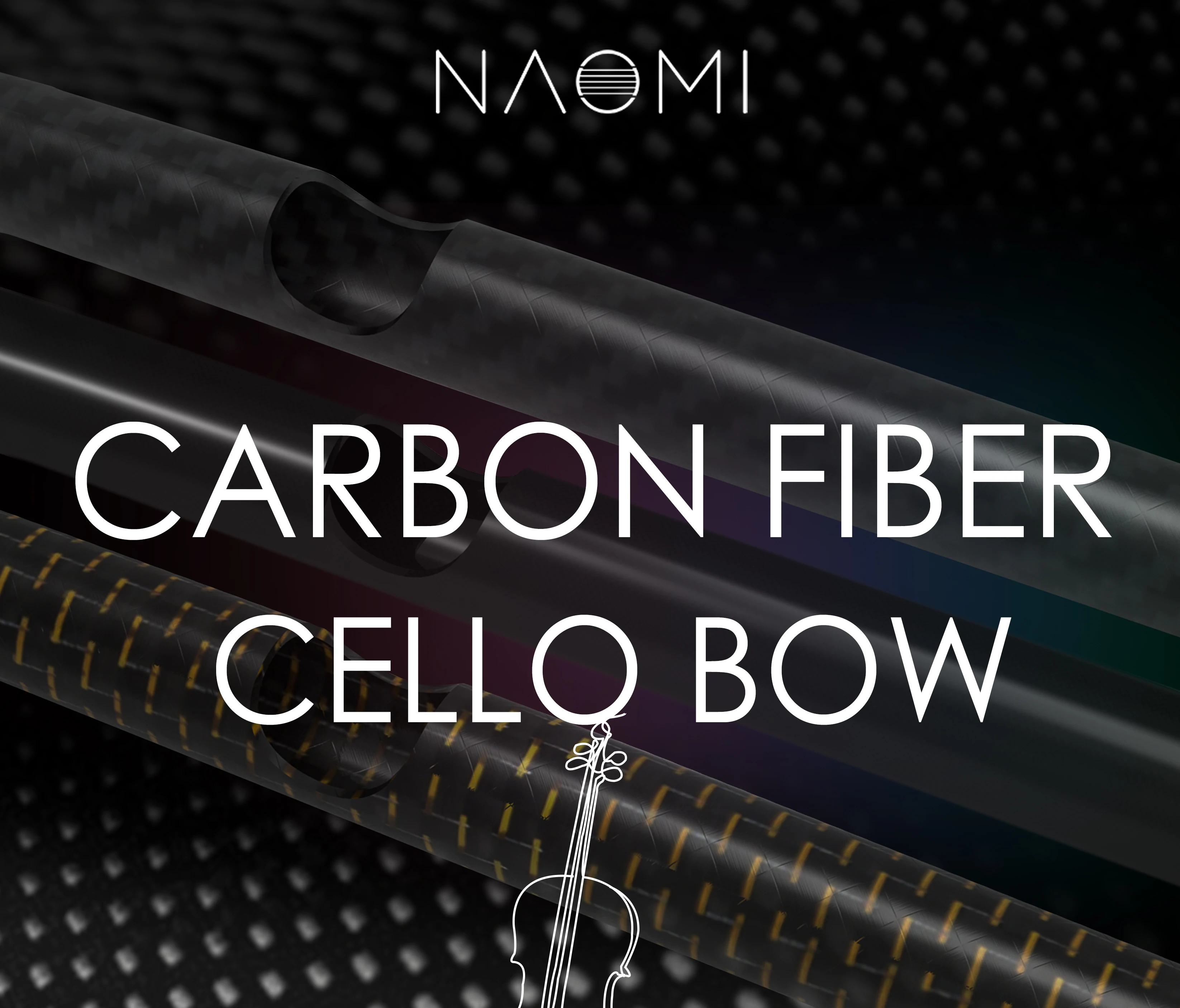 Naomi Advanced Strong Black Carbon Fiber Cello Bow Carbon Fibre White