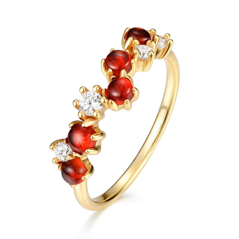 

Wholesale fashion designs jewelry women jewellery 925 sterling silver gold plated red garnet and zircon rings