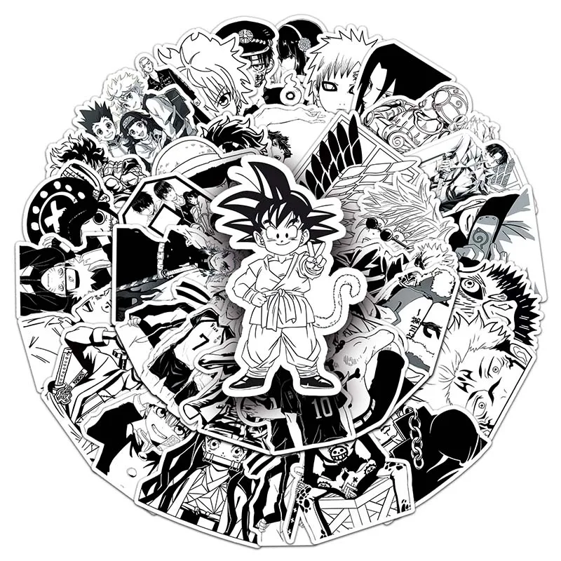 50 PCS Factory Outlet INS Journal Sticker Waterproof Printing PVC Cartoon Black and white Manga Stickers
