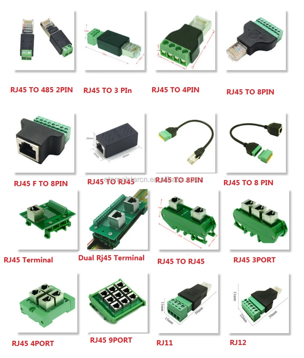 8pin Screw Terminal Block Pinout To 8p8c Rj45 Female Connector Adaptor ...