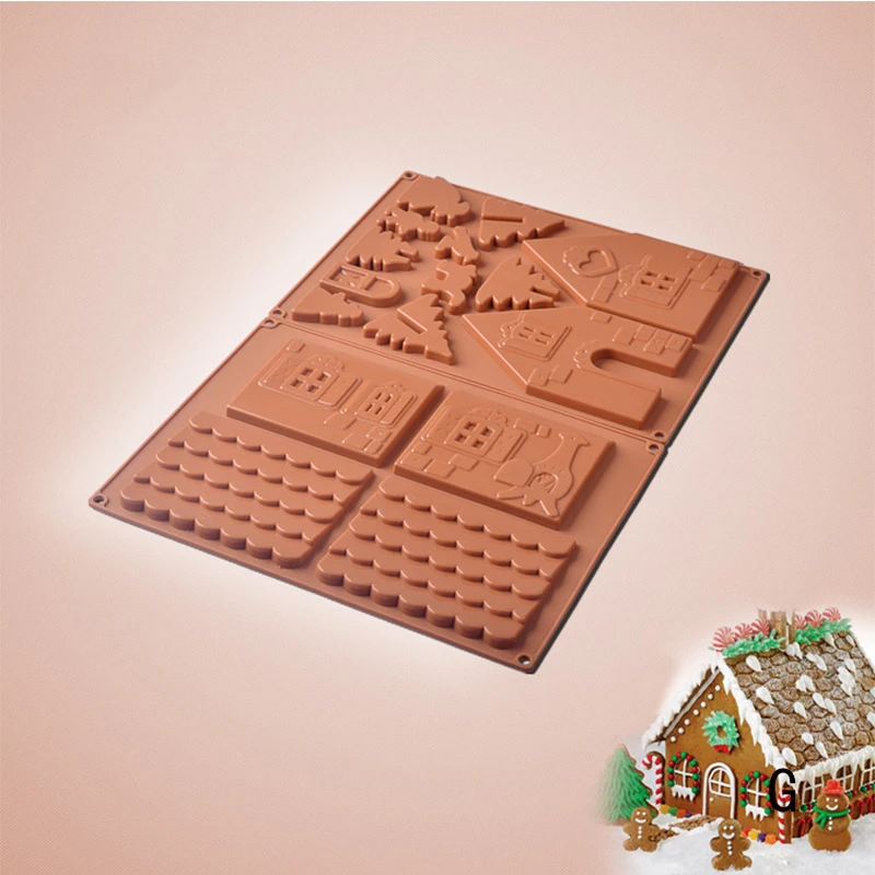 

Christmas Chocolate Cake Jelly Ice Silicone Fondant Mold 3D Christmas Gingerbread House Silicone Mold High Quality Mold