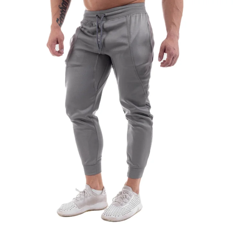 

Men's Soft Cotton Sport Gym Long Pants Slim Running Trousers Drawstring Hip Hop Sweatpants, As pictures