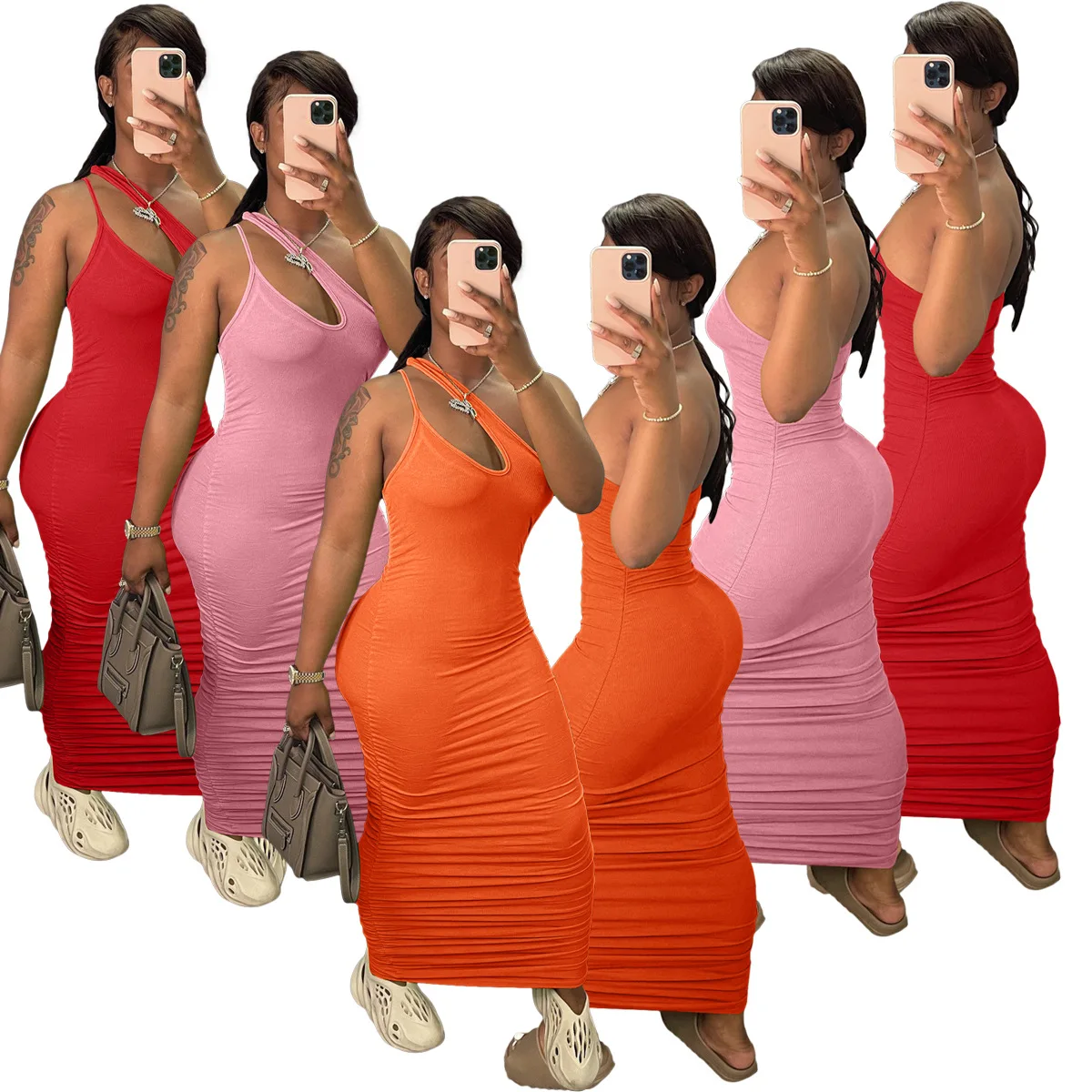 

Wholesale 2021 new arrivals women sleeveless spring casual dresses clothing solid bodycon dress for women