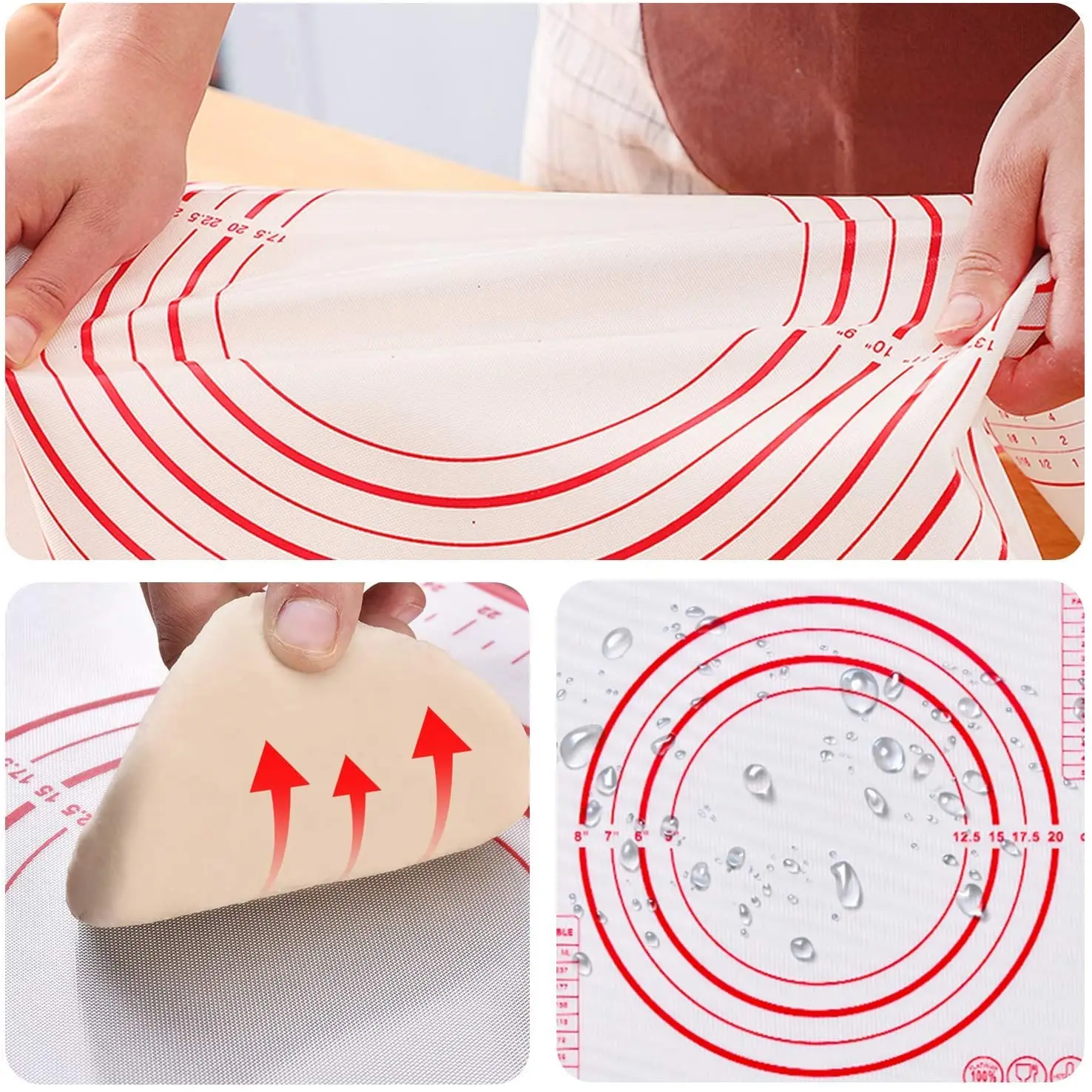 Silicone Pastry Mat Non Slip With Measurements Non Stick Dough Rolling