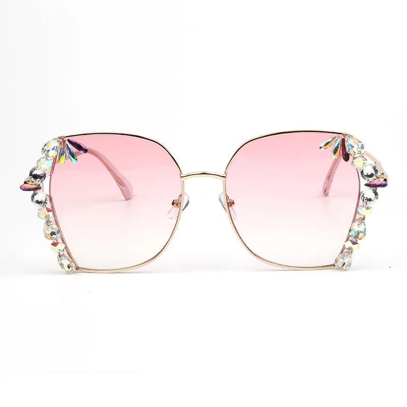 

Customized metal half frame outdoor activitie PC lens UV400 sunglasses diamond