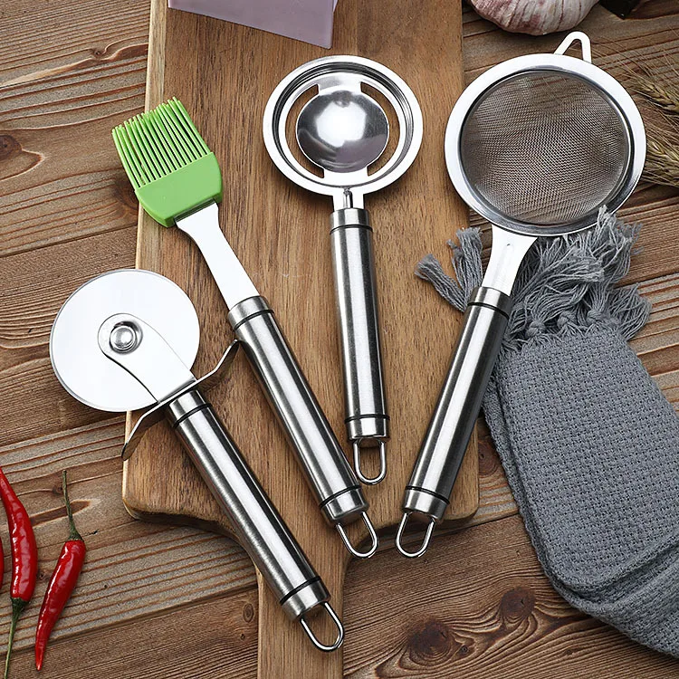 

LMK007 Egg Divider Set 4 Pieces kitchen cadget Pizaa Wheel Set Useful kitchen Accessories Handheld Stainless Steel Kitchenware