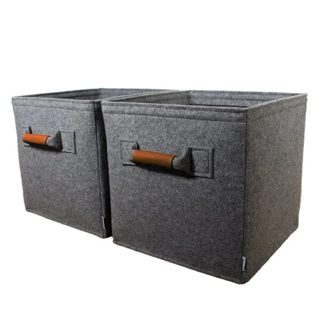 

Dark grey felt box with seatbelt handle fit into Expedit and Kallax, Felt storage basket , Custom-made felt storage boxes, Light grey or customed