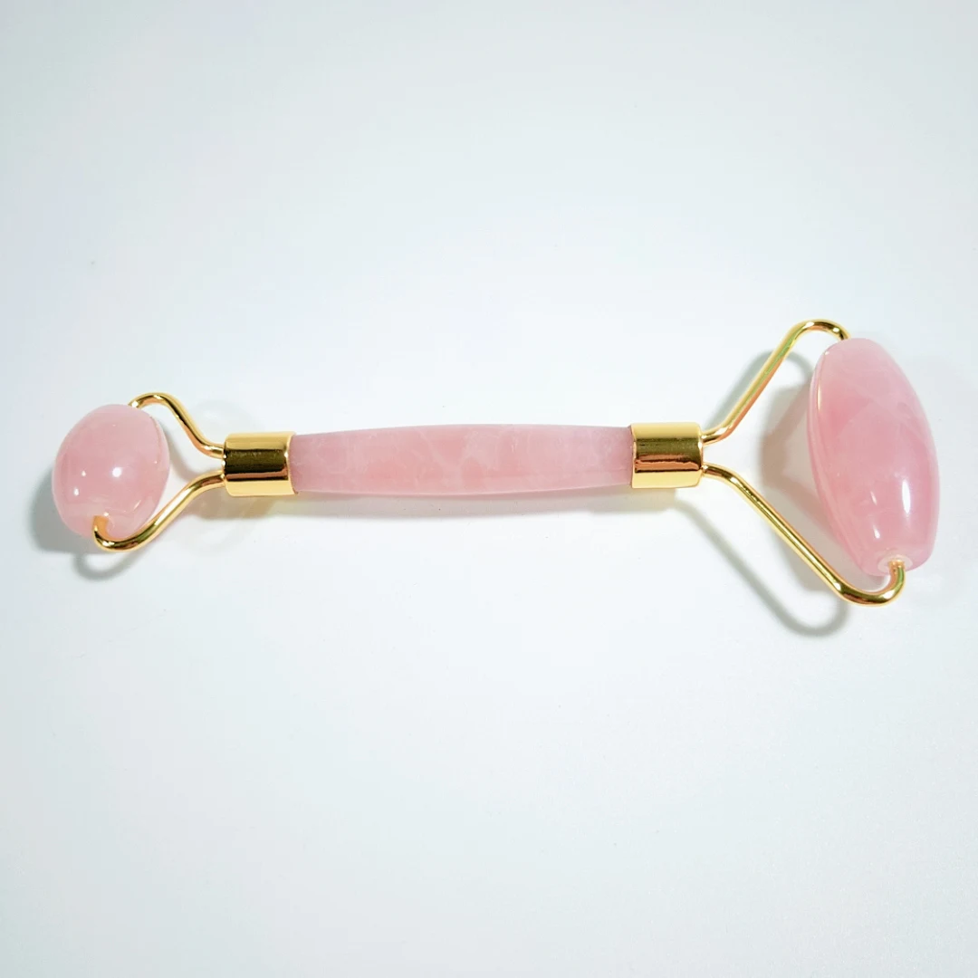 

Face Facial Roller Massager + Gua Sha Board Set 100% Natural Rose quartz Jade Stone Crystal.