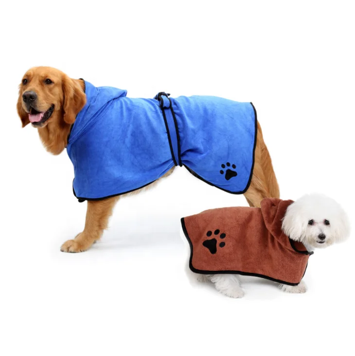 

ready to ship custom dog cat absorbent robe microfiber drying hooded bathrobe towel, Blue, grey, black, haze, etc